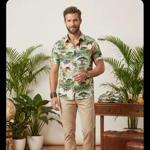 Camisa Casual con Estampado Crepé para Hombre – Tela Ligera y Elegante (M, L, XL, XXL) - Product Image 1