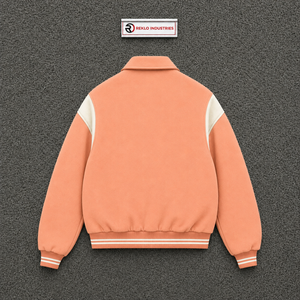 Chaqueta Varsity Moderna Color Durazno para Hombre, Chaqueta de Moda Urbana de Alta Calidad, Estilo Universitario Moderno, Lujosa, Casual y Deportiva - Product Image 6