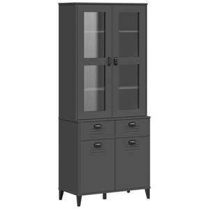 Charcoal <b>Grey</b> Highboard <b>Sideboard</b> 5 Ft Storage <b>Modern</b> Design Home Decor Furniture - Product Image 3