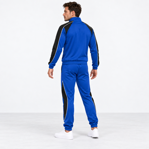 Ensemble de survêtement bleu pour homme, coupe classique, respirant, 100 % coton, avec cordon de serrage, style sportif, pour l'hiver, à capuche - Product Image 4