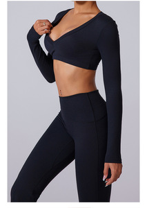 Women <b>Crop</b> Yoga <b>Top</b> Slim Fit Fitness Shirt Breathable Gym Wear Stretchable Quick Dry Workout Active Sports Training Outfit - Product Image 4