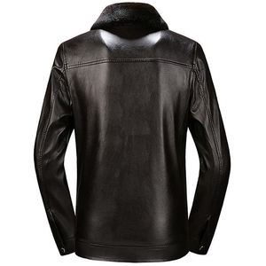 <b>Men's</b> Ranch Style Leather <b>Jacket</b> Breathable Quick-Dry Nylon/Cotton Shell Stand Collar Zipper Front Casual Winter Outerwear - Product Image 6