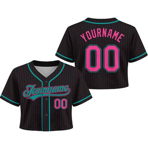 Maillot de baseball court personnalisé pour femmes, jeunes et enfants – Noir, Teal et Rose – T-shirt d'équipe avec nom, numéro et logo imprimés – Uniforme de softball - Product Image 1