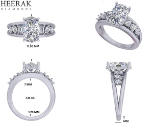 Custom Order Asscher Cut Diamond Ring 1.42CT Statement Engagement Ring with Round Side Diamonds Custom Jewelry Manufacture - Product Image 2