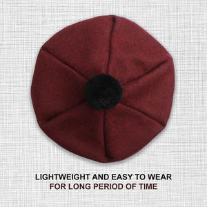 Gorro Escocés Personalizado Color Borgoña con Pompón, Gorro de Lana, Gorro de Clan de las Tierras Altas, Venta al Por Mayor - Product Image 2