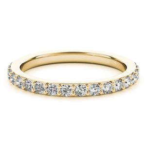 Anillo de Compromiso y Boda de Media Eternidad con Moissanita de Corte Brillante, Engaste de Garras, Plata de Ley 925 Bañada en Oro, Apilable para Novia - Product Image 1
