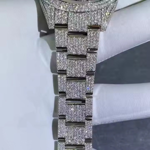 นาฬิกาควอตซ์หรูหราทันสมัยสำหรับผู้ชาย ประดับเพชรโมอิสซาไนต์เต็มเรือน นาฬิกาข้อมือผู้ชายสุดหรูหราสง่างาม นาฬิกาควอตซ์เพชรโมอิสซาไนต์ - Product Image 3