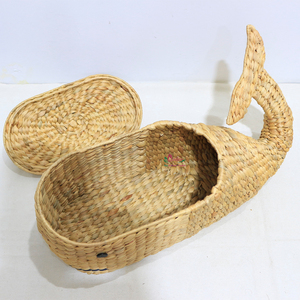 Eco-Friendly Water Hyacinth Cute Animal Shaped Multifunction <b>Storage</b> <b>Basket</b> with Lid for <b>Toy</b> <b>Storage</b> - Product Image 5