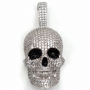 Nuevo Colgante de Calavera de Plata de Ley con Moissanita, Estilo Hiphop, Joyería de Lujo Brillante para Hombre y Mujer - Product Image 1