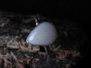 Bague de mariage australienne en opale solide, sertie de style classique, en argent, pierre de naissance d'octobre, taille 5US, bijoux faits à la main, cadeau pour - Product Image 6