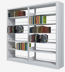 Étagère à livres double face en métal à 4 niveaux, style bois MDF, sur pieds, pour bibliothèque domestique, OEM/ODM Vietnam - Product Image 2
