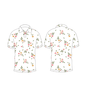 Mens <b>White</b> Small Floral Print <b>Polo</b> Shirt Short Sleeve Summer Casual Fashion Golf T Shirt - Product Image 6