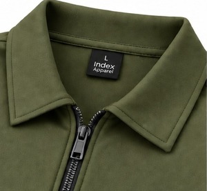 Index Apparel <b>Men's</b> Olive <b>Green</b> Quarter Zip <b>Polo</b> <b>Shirt</b> Short Sleeve Embroidered Solid Casual Quick Dry Knitted Polyester - Product Image 3