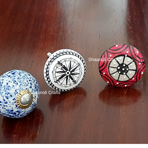 Boutons de porte en céramique de poterie bleue indienne peints à la main Design moderne pour armoires de cuisine meubles décoration intérieure pour tiroirs - Product Image 5