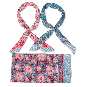 Bandana carrée grande taille 100 cm en coton fait main style bohème, imprimée au bloc, écologique, unisexe, pour l'été, cache-visage - Product Image 3