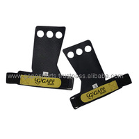 GAPE SPORTS Poignées de gymnastique 3 trous en cuir suédé avec support de paume pour exercices de barre, protection réglable antidérapante pour musculation