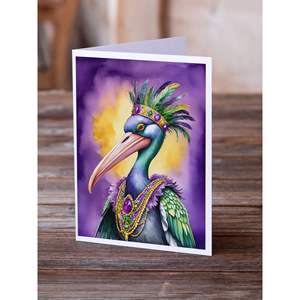 Pelican Mardi Gras Whimsical A7 Tarjetas de notas en blanco Paquete de 8 con sobres Tarjetas de felicitación de tamaño 5x7 - Product Image 2