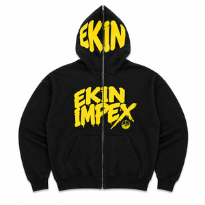 Sudadera con capucha y cremallera completa para hombre, diseño personalizado, estampado puff, estilo urbano, extragrande, de tejido grueso, fabricantes de sudaderas con capucha y cremallera completa - Product Image 1
