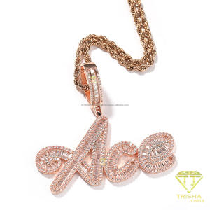 Pendentif personnalisé en moissanite avec plaque nominative WAVE, entièrement serti de pierres, collier à maillons dorés, bijoux hip-hop - Product Image 6