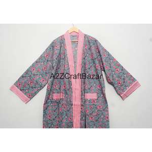 Robe Kimono 100% Coton pour Femme, Taille Unique, avec Bande Frontale, Doublure Intégrée, Élégante et Romantique, Vêtement de Nuit - Product Image 2