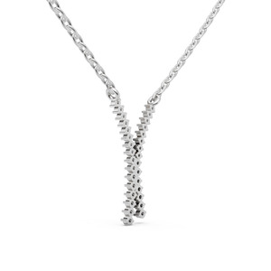 Collier pendentif pour femme en or blanc 18 carats au design exclusif avec lettre V et œil sertis de diamants, conçu pour offrir en cadeau - Product Image 3