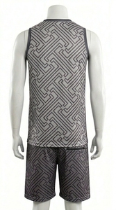 <b>Men</b>’s Basketball Uniform Two Piece Set – Casual Geometric Sportswear Outfit For <b>Men</b> - Product Image 5