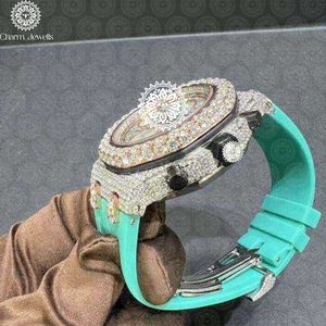 Reloj de Lujo para Hombre Charm Jewells, Caja de Acero Inoxidable, Bisel con Diamantes, Movimiento Mecánico, Esfera de 43 mm, Correa de Silicona, 10 Bar - Product Image 2