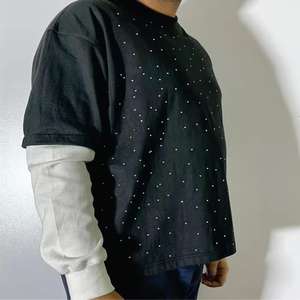 T-shirts pour hommes de la meilleure qualité avec strass, 100 % coton, faible MOQ, meilleur prix, décorations premium en strass pour hommes - Product Image 3