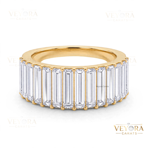 Bague Moissanite Éternité Opulente à Baguettes Larges en Argent Massif 925, Accessoire de Bijouterie de Luxe pour un Style Élégant de Bague Oura - Product Image 5