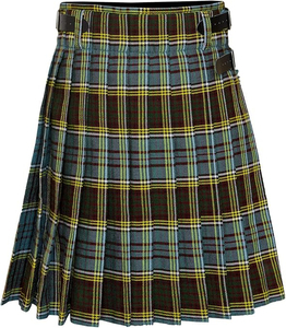 Kilt plissé à carreaux vert et bleu avec ceinture pour femmes adultes, jupe de style écossais traditionnel - Product Image 6