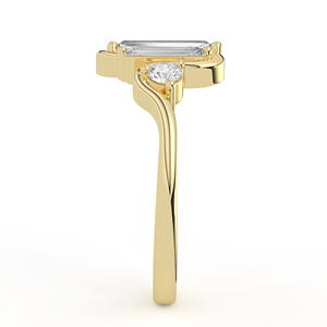 Anillo de Oro Amarillo de 14K y 18K con Diamante Cultivado en Laboratorio, Corte Baguette, Centro con Cinta Ondulada, Múltiples Piedras, Diseño Geométrico Mixto, Joyería Fina - Product Image 5
