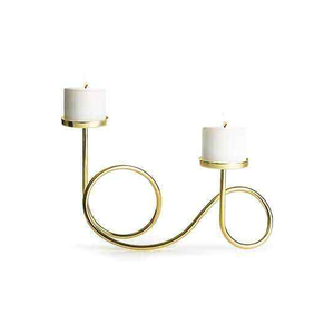 Moderno Portavelas Doble Dorado con Diseño Curvo, Acabado Metálico Elegante, Perfecto para Decoración del Hogar, Mesa de Comedor y Ambiente - Product Image 6