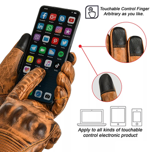 Guantes de Cuero para Motociclismo de Pista con Paneles Protectores para los Dedos, Palma Acolchada y Cierre de Puño Ajustable - Product Image 4
