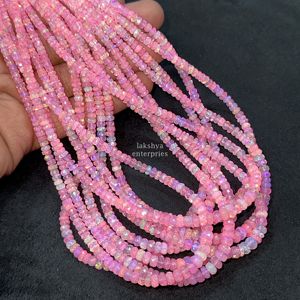 Cuentas facetadas de ópalo rosa etíope natural de 4-5 mm, ópalo de fuego Welo, hilo de 16 pulgadas para la fabricación de joyas al por mayor. - Product Image 2