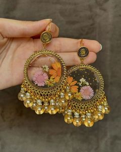 Boucles d'oreilles Jhumka ethniques longues, ensemble de bijoux traditionnels à la mode, pour mariage et fête, vente en gros, exportation - Product Image 5