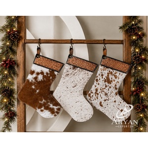 Custom Genuine Leather Cowhide <b>Christmas</b> <b>Stocking</b> Tooled Floral Top Western Ranch Farmhouse Holiday Decor Best <b>Christmas</b> Gifts - Product Image 1