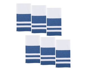 Ensemble de torchons de cuisine en coton rayé, fil teint écologique, blanc avec bords colorés, rectangulaires, tissés, lavables en machine pour usage domestique - Product Image 5