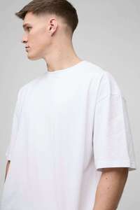 Camiseta blanca lisa para hombre, de corte holgado, manga corta, cuello redondo, básica. - Product Image 2