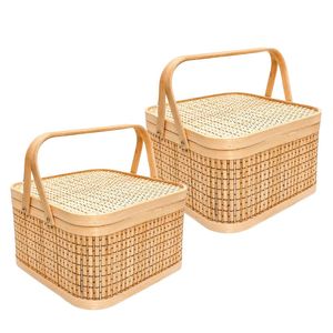 PHU HAO Best Selling Eco-Friendly Bamboo Gift <b>Basket</b> with Lid <b>Square</b> <b>Basket</b> for Fruit and Gourmet Gifts Home Decor - Product Image 1