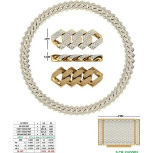 Joyería Unisex de Lujo, Oro Sólido de 14K, Diamantes Cultivados en Laboratorio con Corte Redondo, Estilo Hip Hop, Cierre de Caja, Collares de Cadena Cubana - Product Image 1