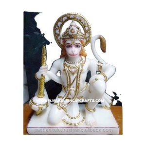 Estatua colorida de mármol Hanuman - Product Image 2