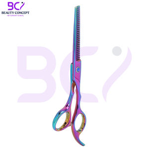 Ciseaux à effiler les cheveux multicolores avec poignée antidérapante, 6,0 pouces, ciseaux de barbier en acier inoxydable haute dureté, outils pour cheveux - Product Image 2