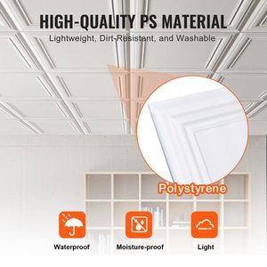 48-Pack Premium Polystyrene <b>Ceiling</b> Tiles 20 X 20 in Drop Tiles for Villa Easy Installation/Cutting Plastic Glue CEI Certified - Product Image 3
