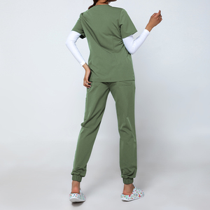 Customized Ready Ship Nurse Women Spandex/Polyester Woven Stretch Fashionable <b>Doctor</b> Nursing Jogger Scrubs Uniforms <b>Sets</b> Printed - Product Image 2