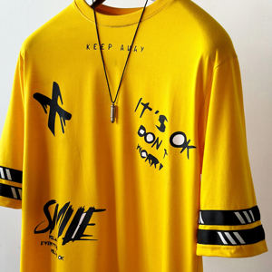 T-shirt pour homme en polyester/coton tricoté de haute qualité, col en V, impression par sublimation, écologique, coupe ample - Product Image 5