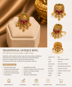 Indian Traditional <b>Ring</b> for Women <b>Gold</b> Heritage Jewelry Pendant Design for Wedding Party Gift - Product Image 2