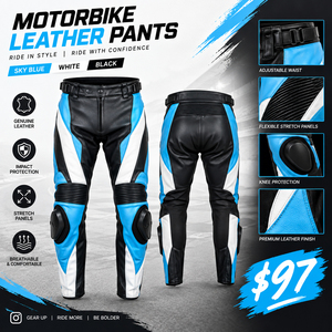 High Quality Motorbike Cycling <b>Leather</b> Trousers Motorcycle <b>Leather</b> Biker <b>Pants</b> <b>Men</b> Women Moto Racer Biker <b>Leather</b> <b>Pants</b> - Product Image 1