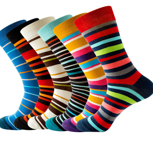 Wholesale Socks Men's Crew Socks Striped Colorful Breathable Knitted Daily Wear Spring Style - Product Image 6