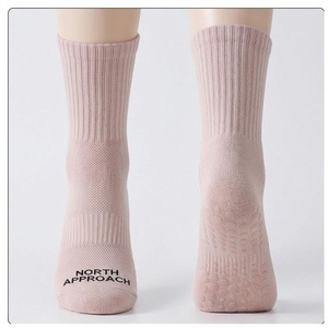 North Approach Crew <b>Socks</b> Solid Pink Anti-Slip Cotton Bamboo Fiber Adults Spring Casual Wear - Product Image 1