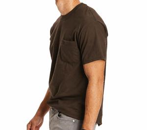 Men's Brown Short Sleeve O-Neck Knitted Casual T-<b>Shirt</b> Regular Fit Solid Color <b>Pocket</b> Front Polyester Jersey Fabric Breathable - Product Image 2